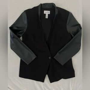Joseph Ribkoff Black Faux Leather Blazer Jacket Size 16